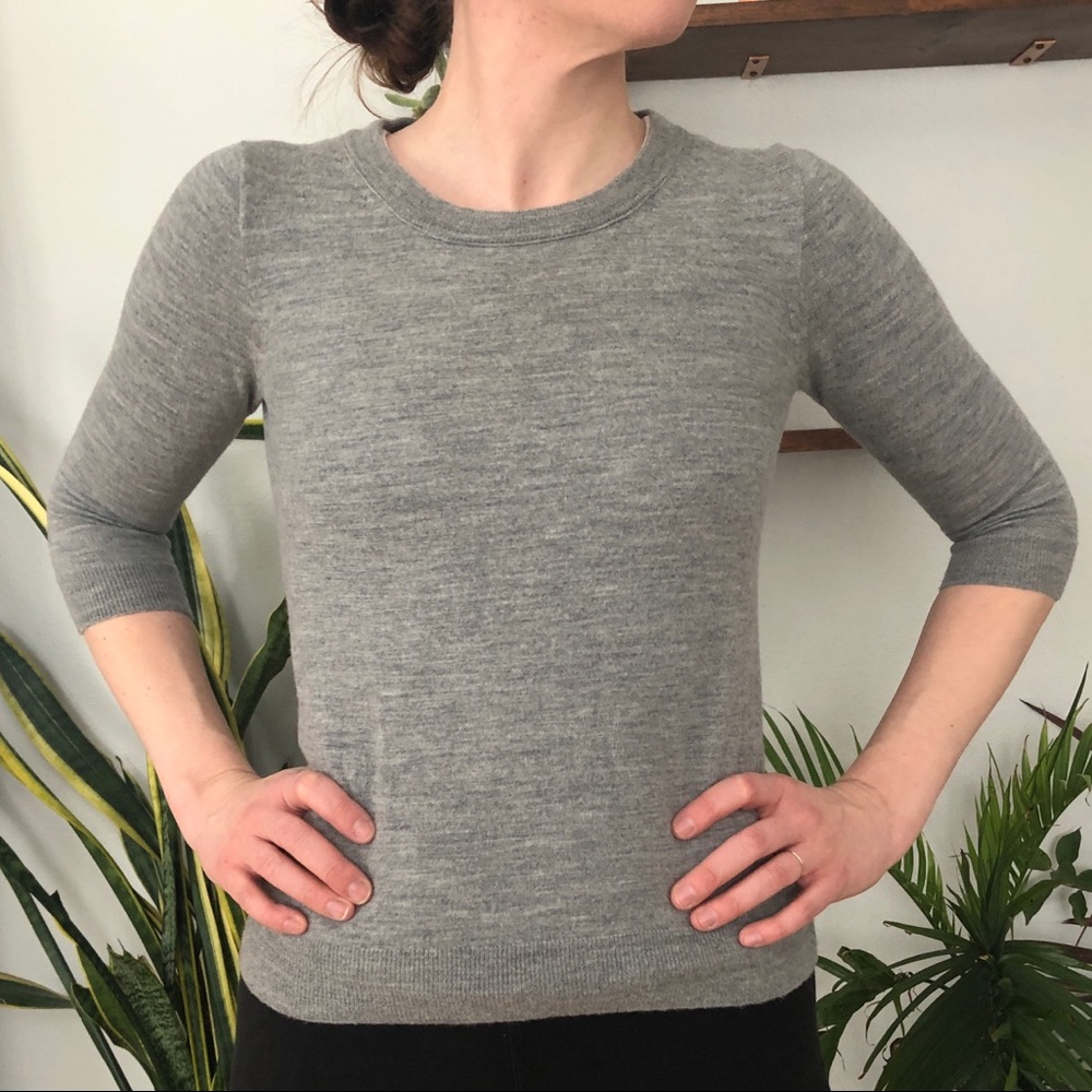 LAST CALL J.Crew Gray 3/4 Sleeve Tippi Sweater - Picture 1 of 5